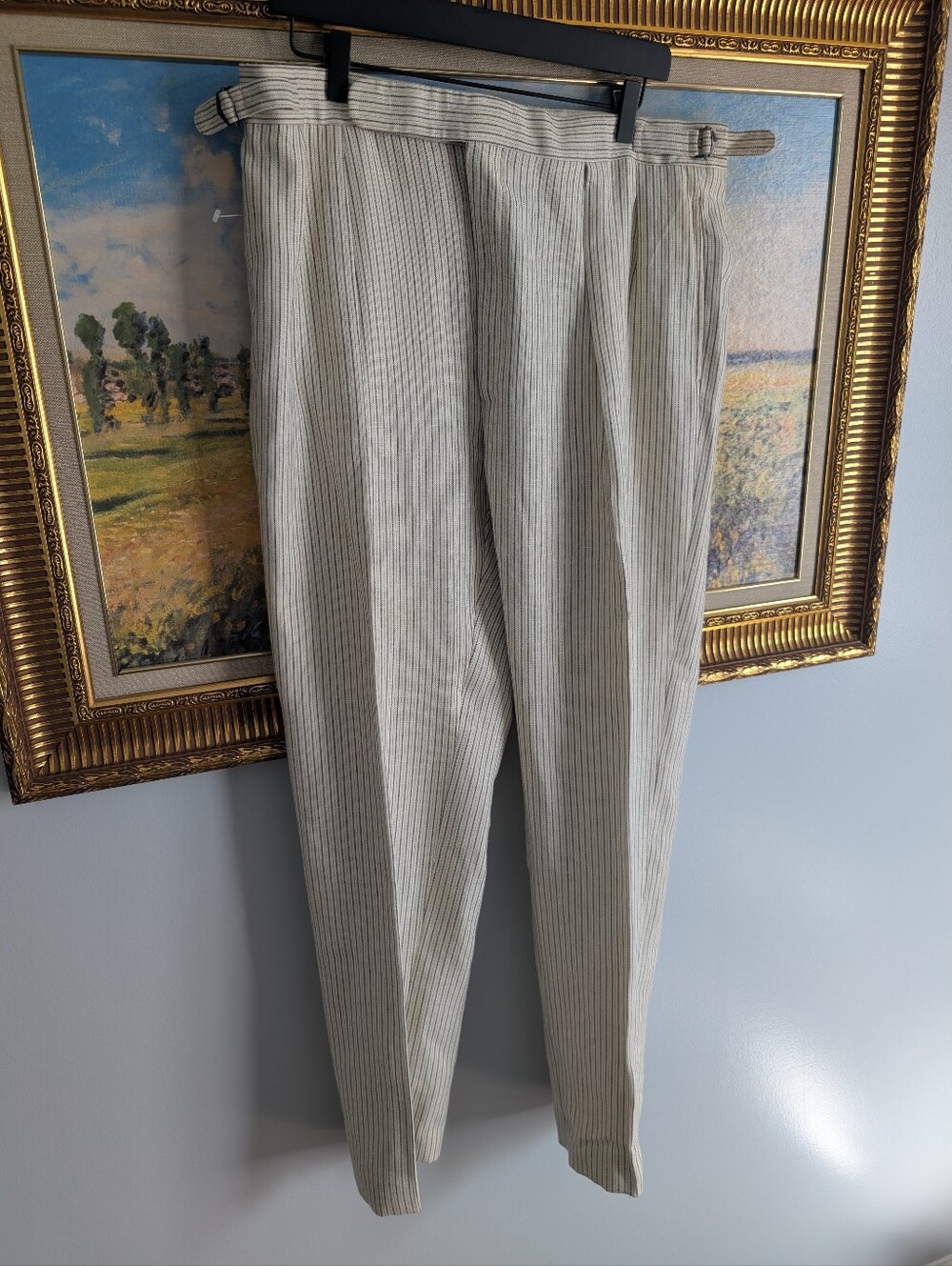 Vintage Ralph Lauren Light Gray Pinstripe Wool Trousers